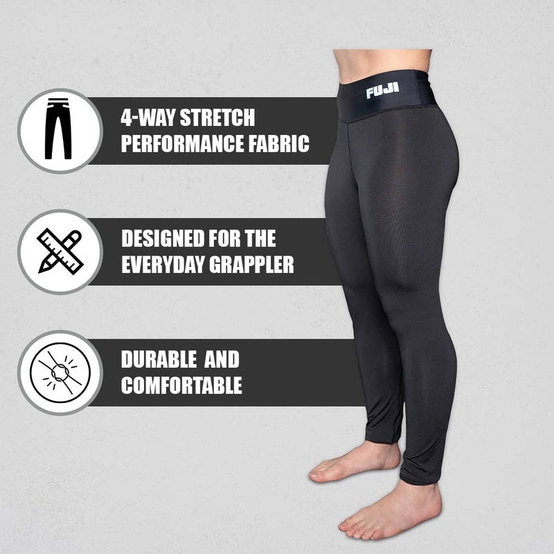 FUJI Womens Baseline V2 Jiu Jitsu Spats Compression Pants, Black, WXS, Black, WXS - Image 3
